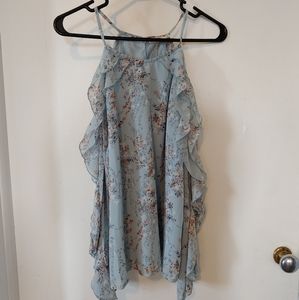 ⏩🎉HP🎉 Halter cold shoulder pale blue floral top